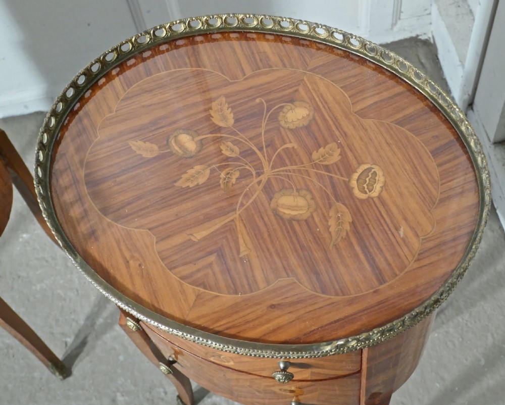 A Pair of French Oval Inlaid Drawer Tables  View VII
