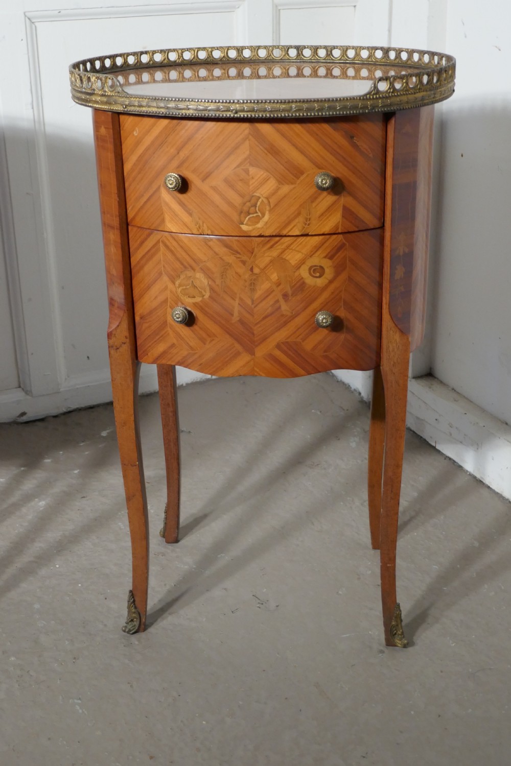 A Pair of French Oval Inlaid Drawer Tables  View VIII