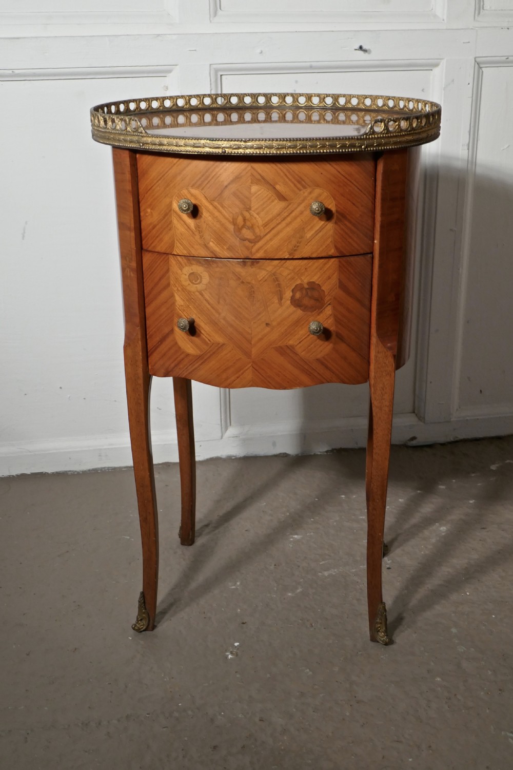 A Pair of French Oval Inlaid Drawer Tables  View IX