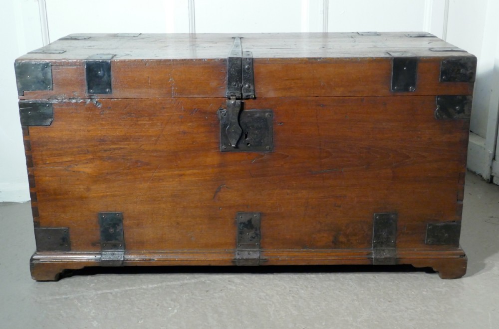 18th Century Heavy Iron Banded Traveling Silver Sea Chest View III