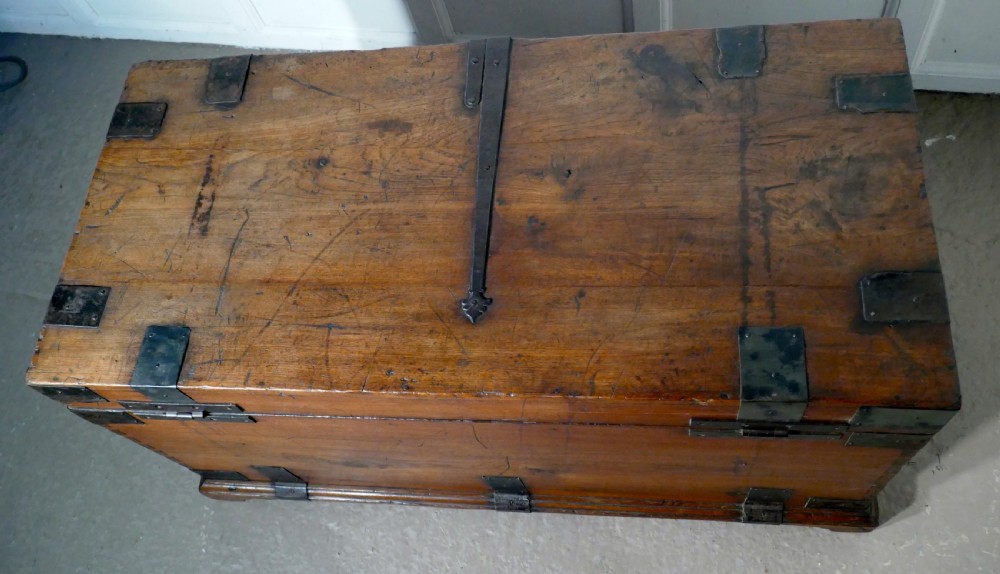 18th Century Heavy Iron Banded Traveling Silver Sea Chest View V