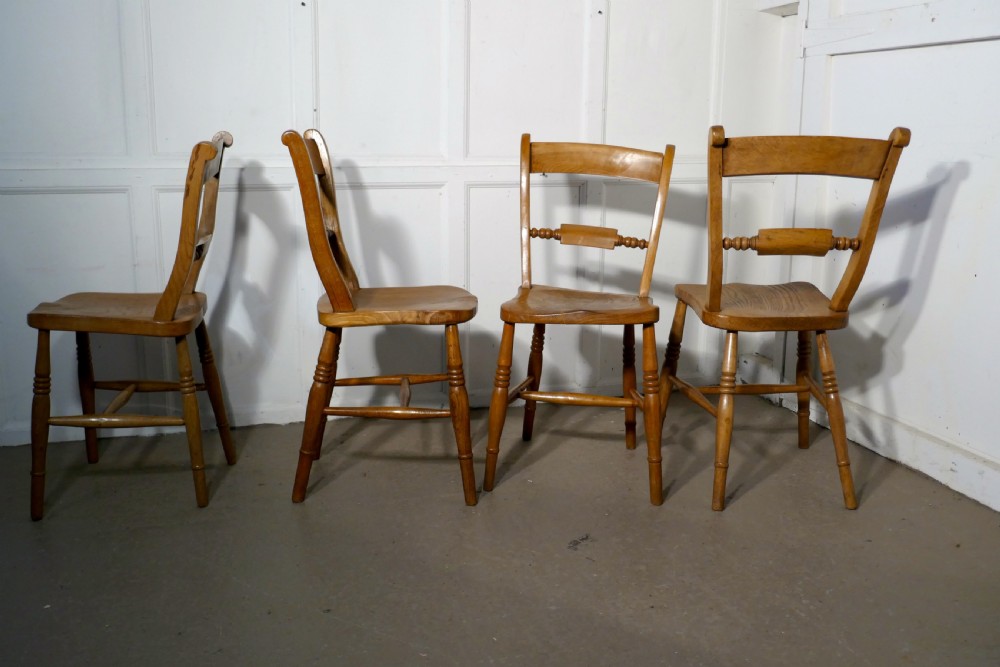  Harlequin set of 4 Victorian Beech and Elm Rope Back Kitchen Dining Chairs View V