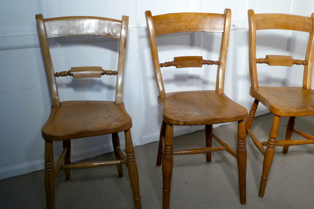 Harlequin set of 4 Victorian Beech and Elm Rope Back Kitchen Dining Chairs View II