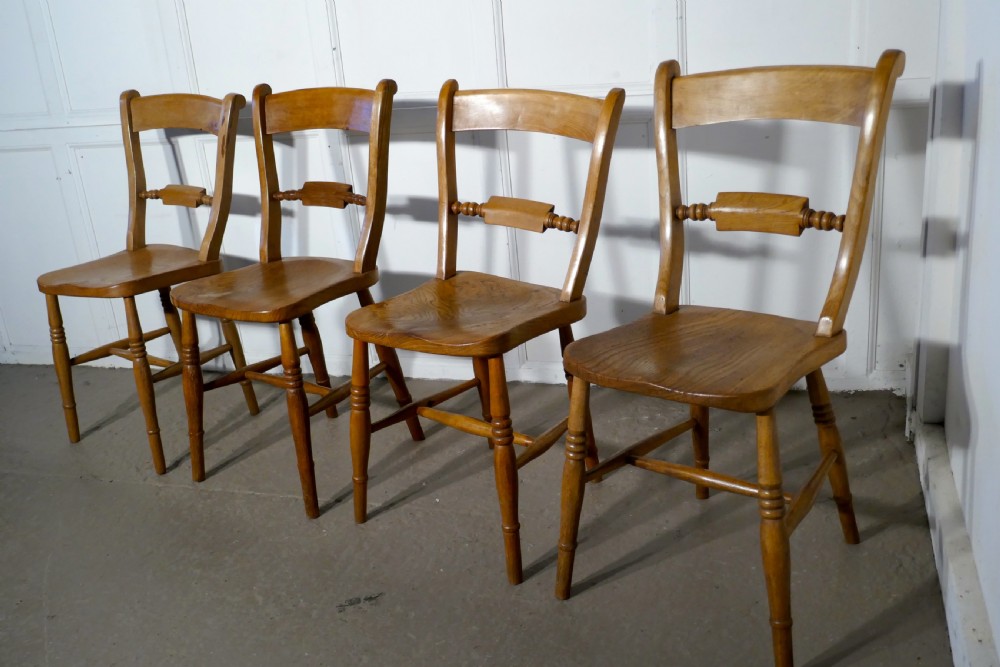  Harlequin set of 4 Victorian Beech and Elm Rope Back Kitchen Dining Chairs