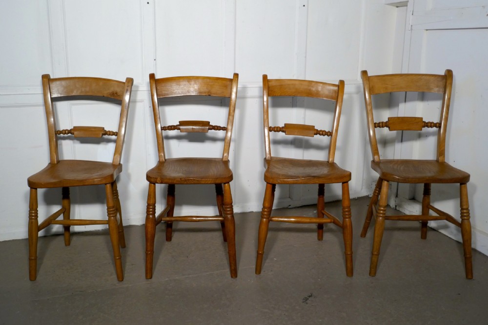  Harlequin set of 4 Victorian Beech and Elm Rope Back Kitchen Dining Chairs View VI