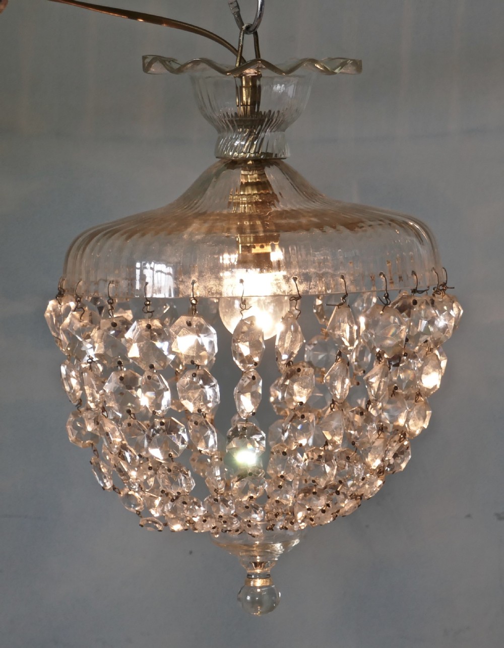 Large French Basket Crystal Chandelier