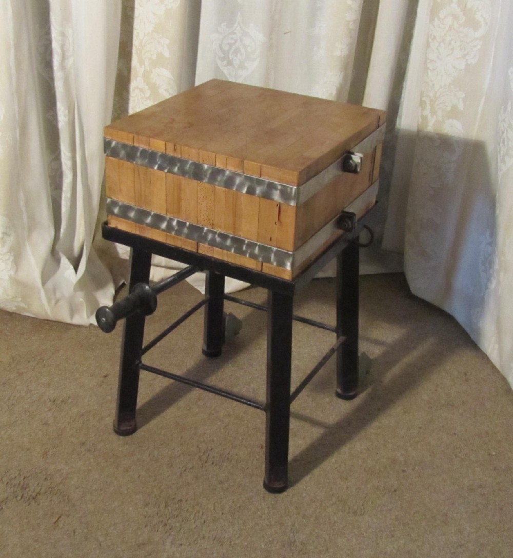 French Vintage Mobile Butchers Chopping Block