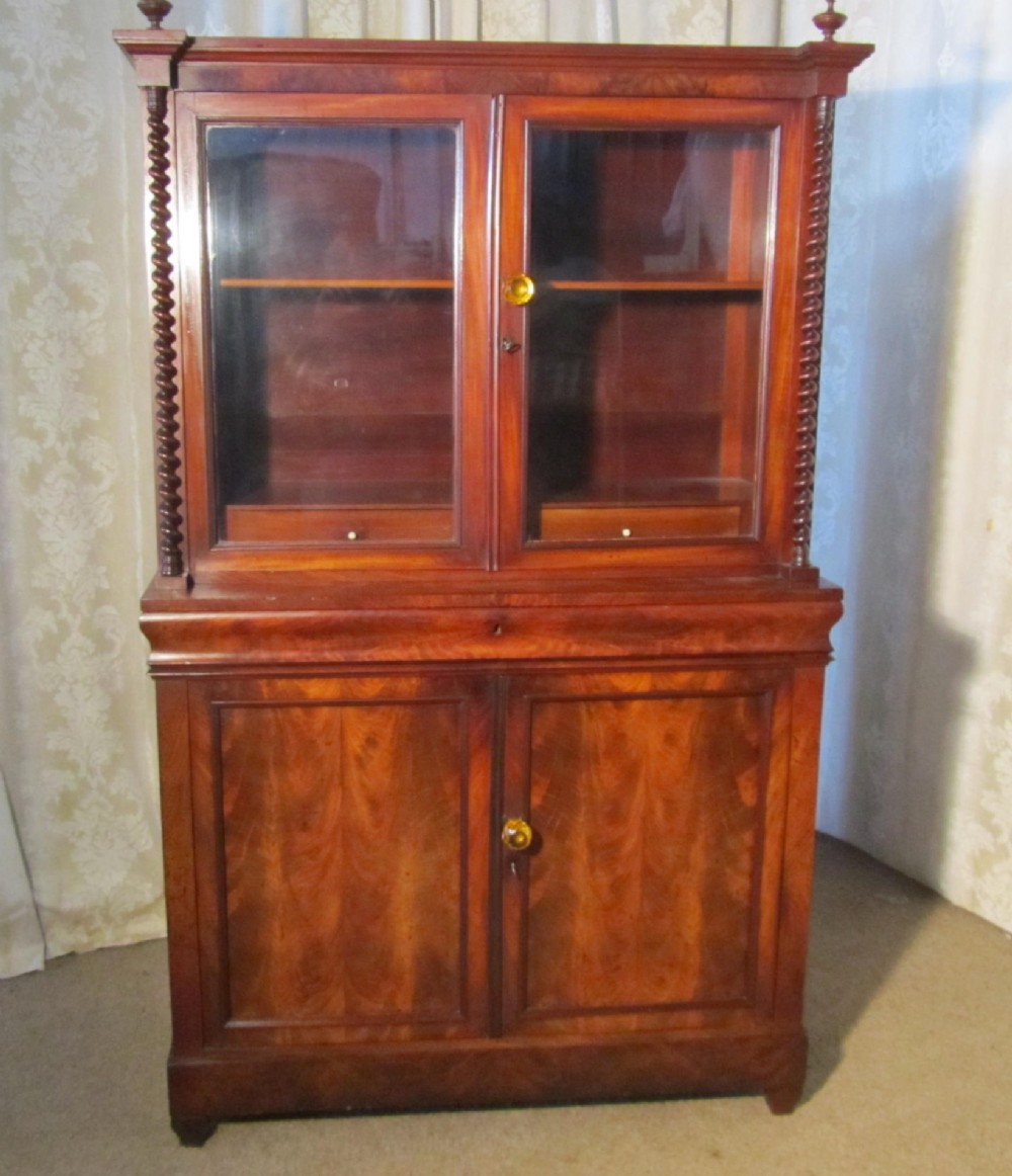 William IV Scottish Flame Mahogany Secretaire Bookcase