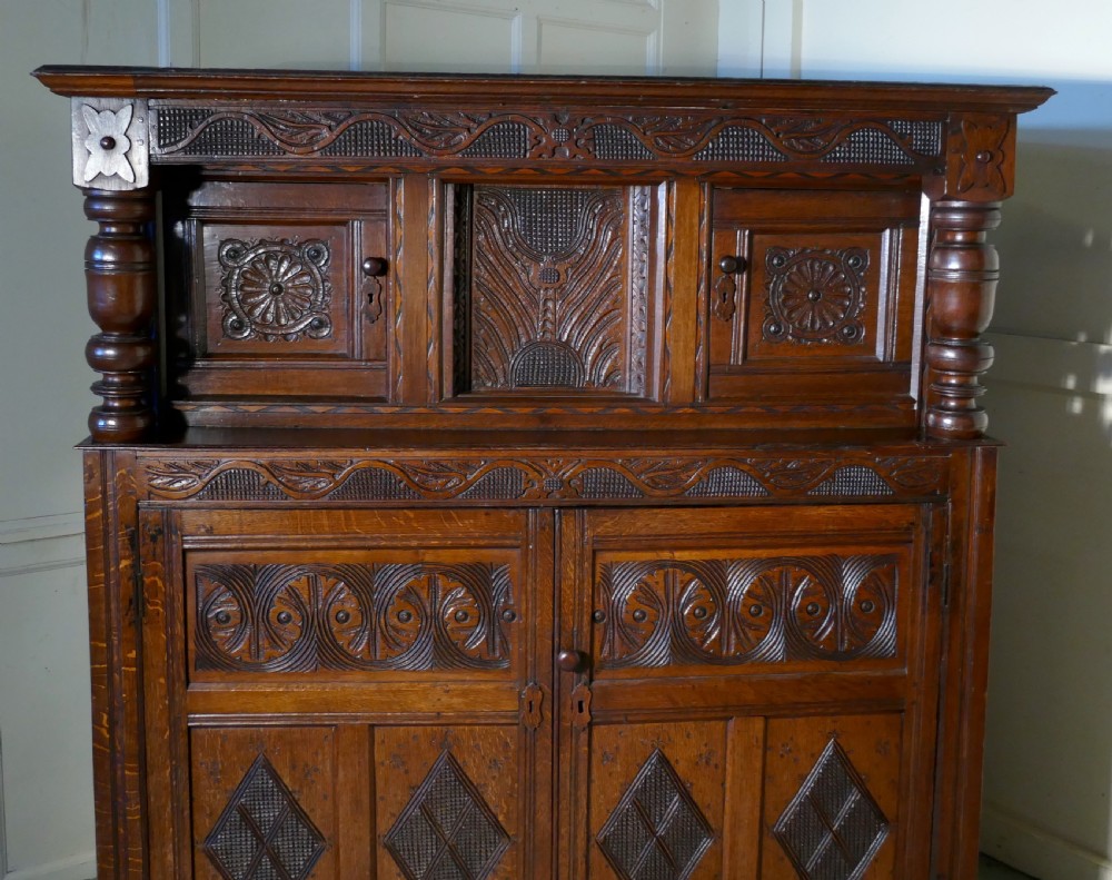 17th  Century Carved Oak Court Cupboard,  View VI