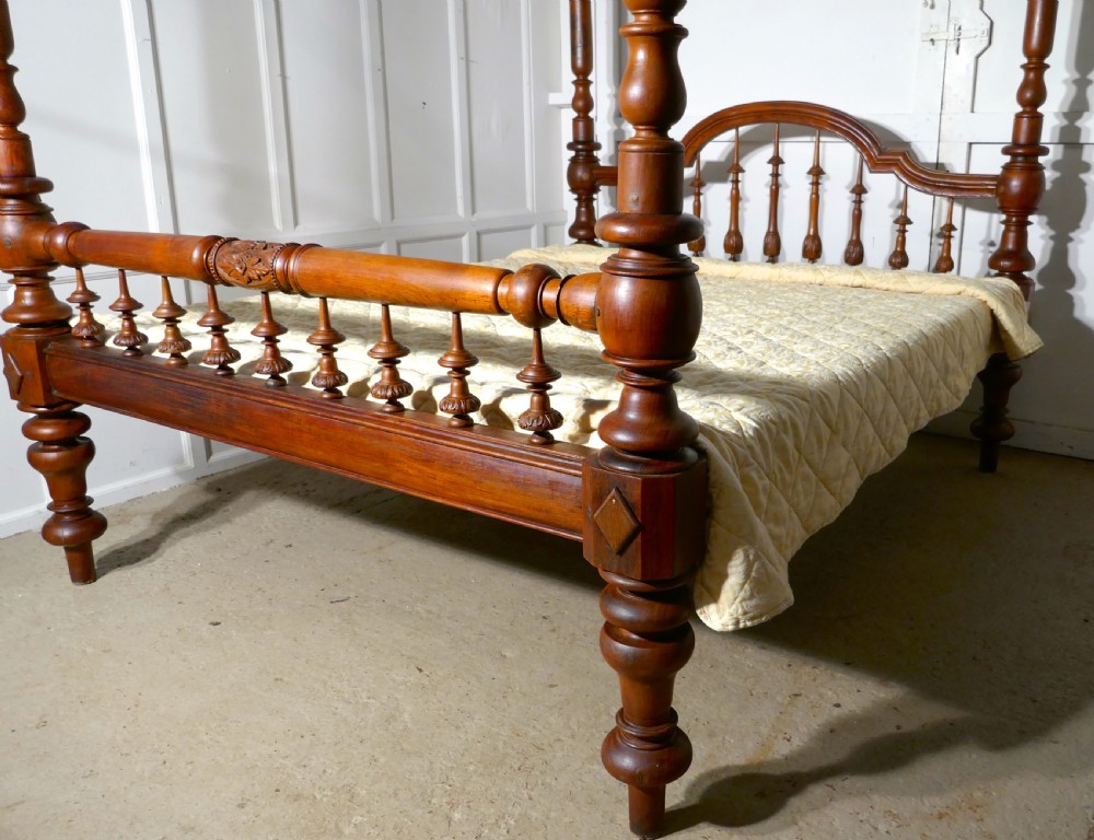 Colonial Raj Four Poster 6ft Bed, Anglo Indian Carved 4 Poster Large Double Bed View III