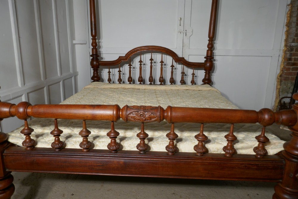 Colonial Raj Four Poster 6ft Bed, Anglo Indian Carved 4 Poster Large Double Bed View VI