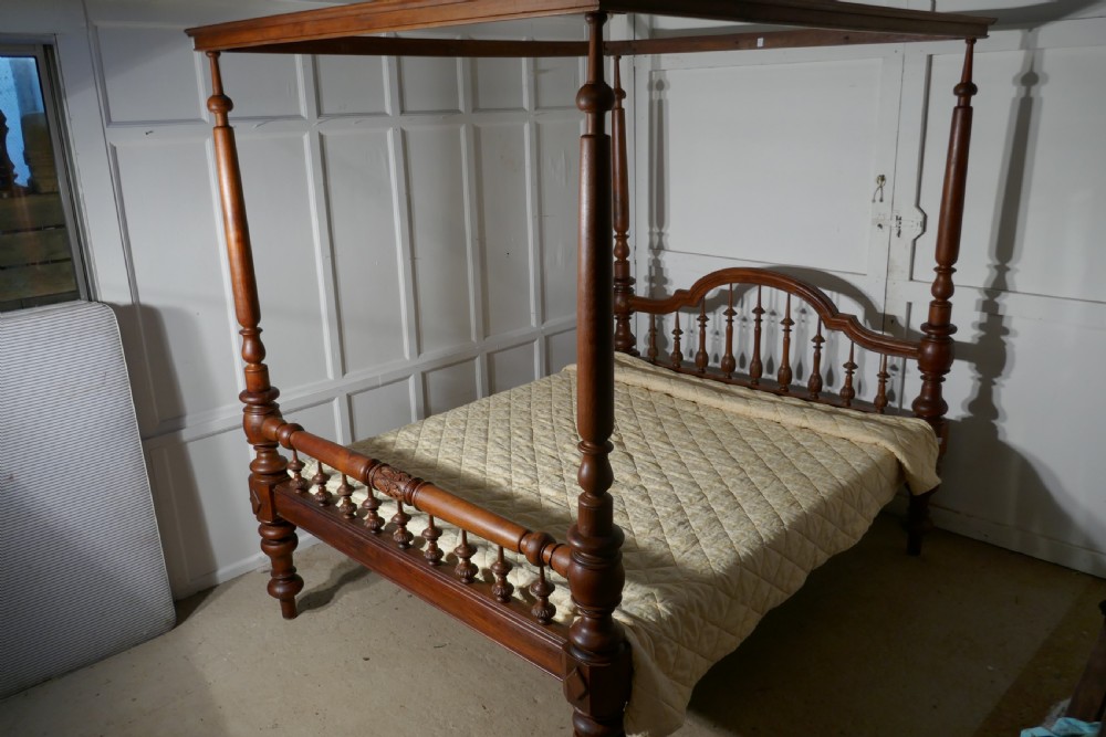 Colonial Raj Four Poster 6ft Bed, Anglo Indian Carved 4 Poster Large Double Bed View IX