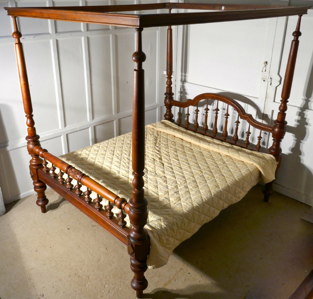 Colonial Raj Four Poster 6ft Bed, Anglo Indian Carved 4 Poster Large Double Bed View X