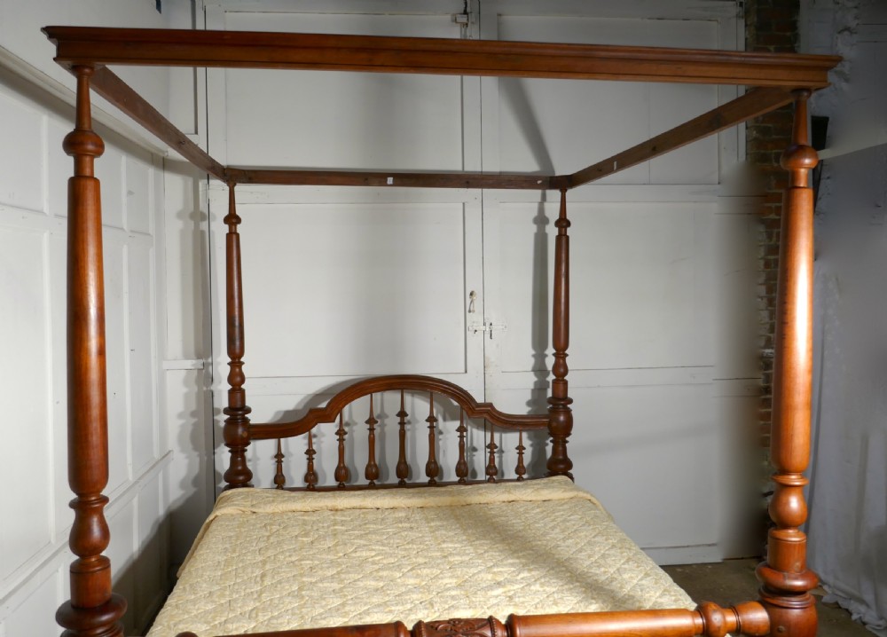 Colonial Raj Four Poster 6ft Bed, Anglo Indian Carved 4 Poster Large Double Bed View XII