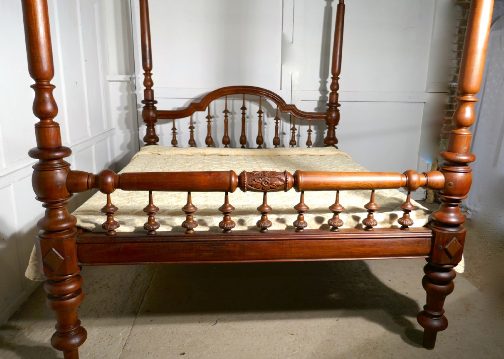 Colonial Raj Four Poster 6ft Bed, Anglo Indian Carved 4 Poster Large Double Bed View XIII