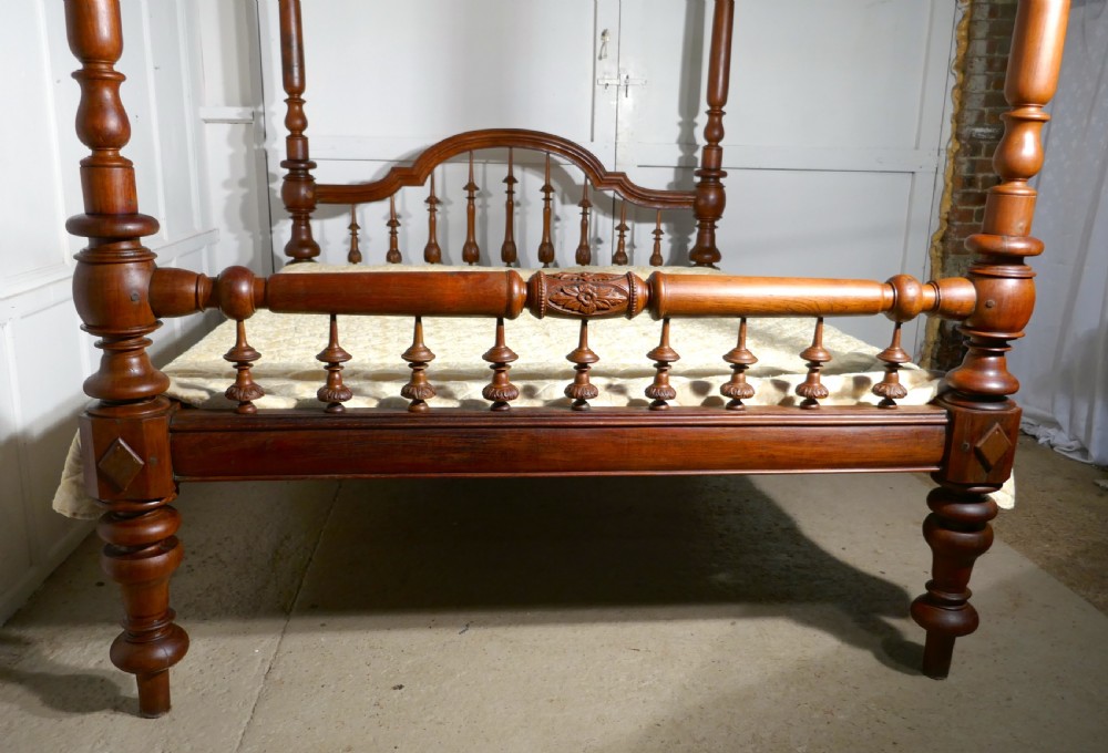 Colonial Raj Four Poster 6ft Bed, Anglo Indian Carved 4 Poster Large Double Bed View XIV