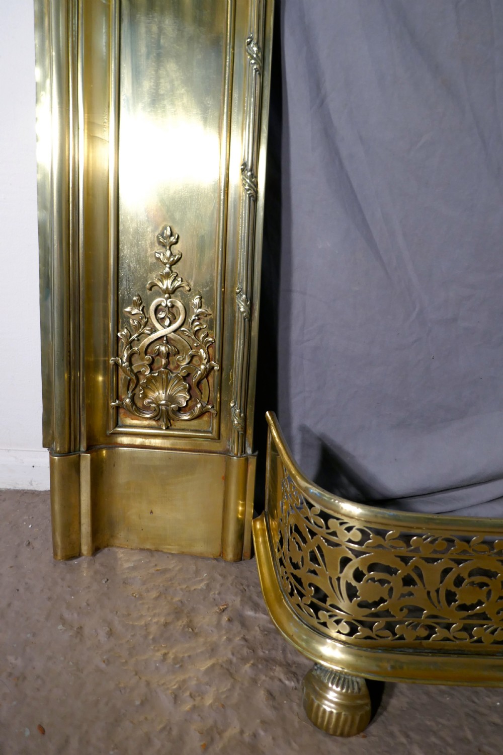 French 19th Century Brass Fire Place Surround View II