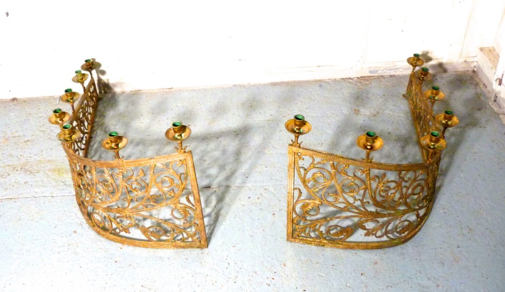 Large Pair of 19th Century French Brass Church Candelabra,   View III
