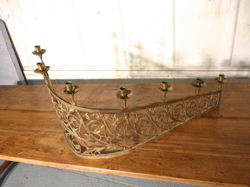 Large Pair of 19th Century French Brass Church Candelabra,   View V