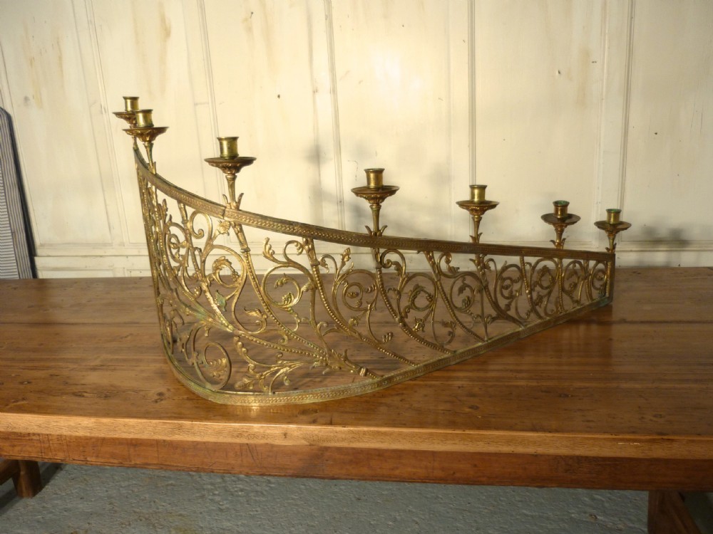 Large Pair of 19th Century French Brass Church Candelabra,   View VI