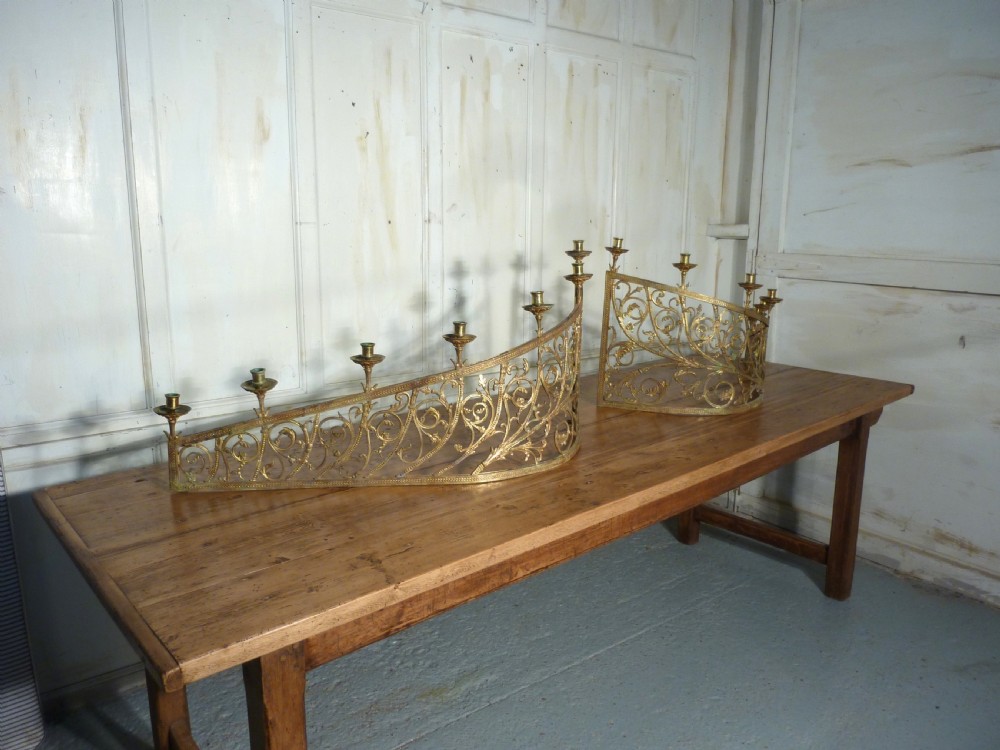 Large Pair of 19th Century French Brass Church Candelabra,   View VII
