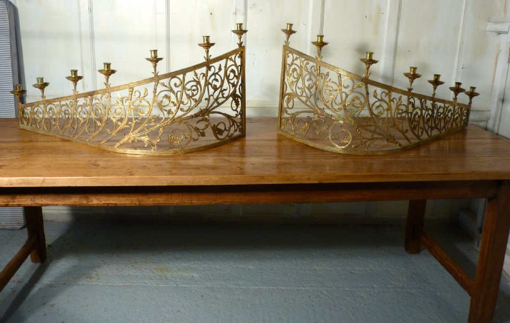 Large Pair of 19th Century French Brass Church Candelabra,   View IX