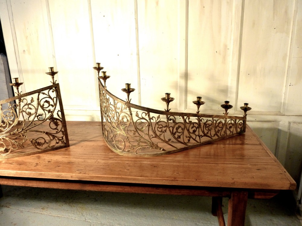 Large Pair of 19th Century French Brass Church Candelabra,   View X