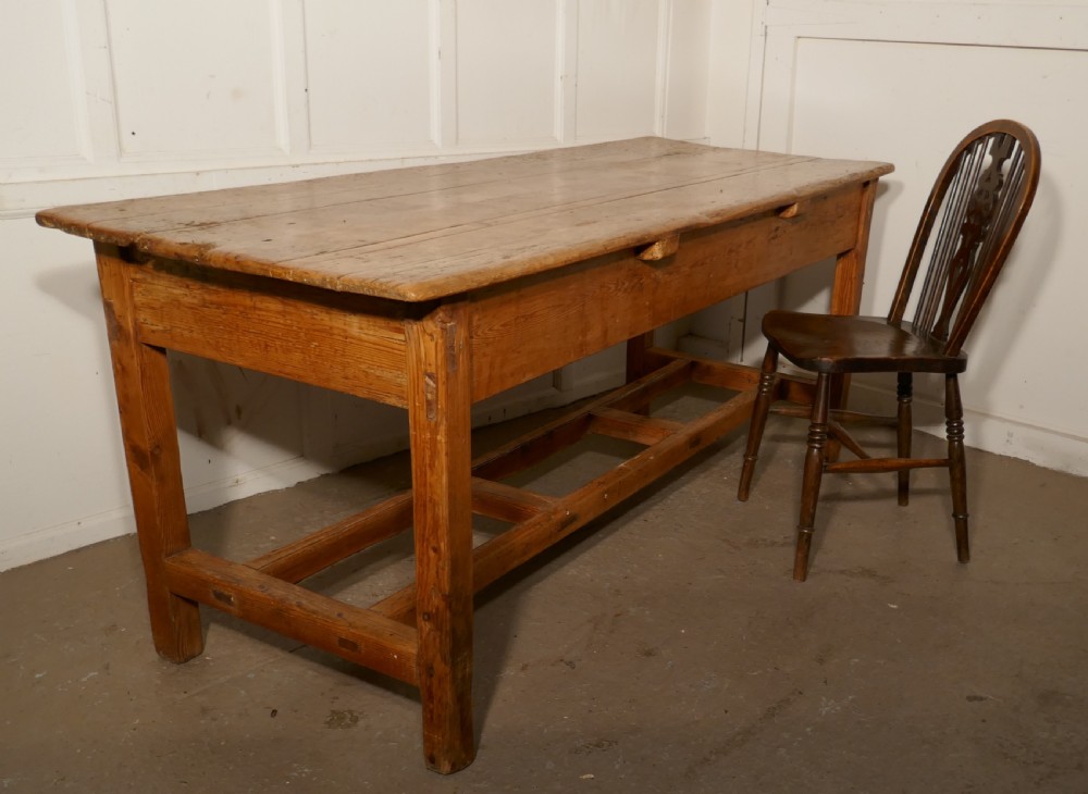 Sturdy Rustic Pine Farmhouse Table View VII