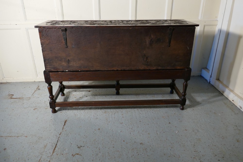 17th Century Carved Oak Sword Chest on Stand View IV