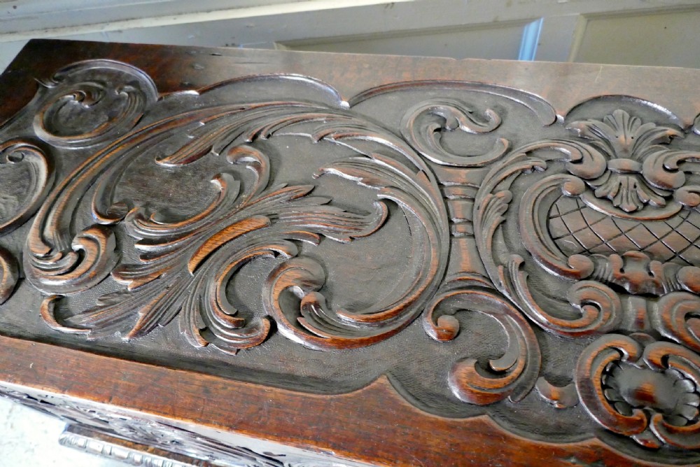 17th Century Carved Oak Sword Chest on Stand View VII