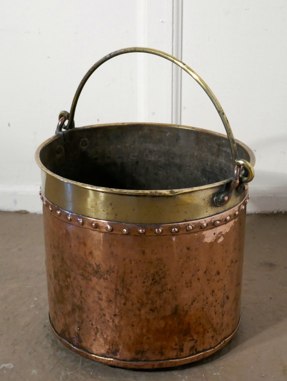 19th Century Copper and Brass Coal or Log Bucket View IV