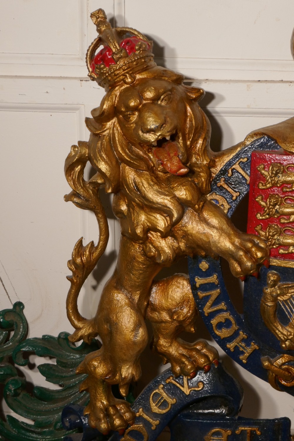 Very Large English Cast Iron Royal Coat of Arms Shield View III