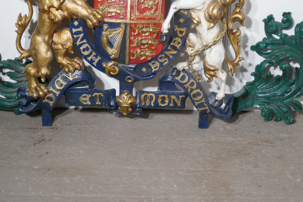 Very Large English Cast Iron Royal Coat of Arms Shield View V