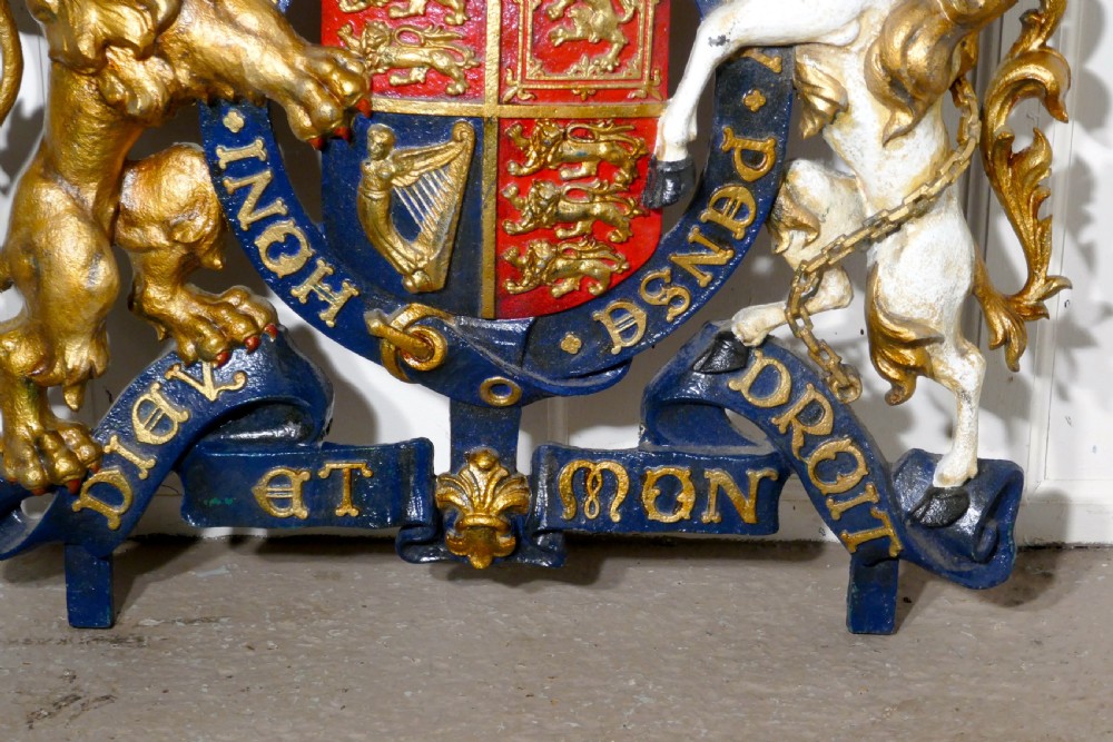 Very Large English Cast Iron Royal Coat of Arms Shield View VII