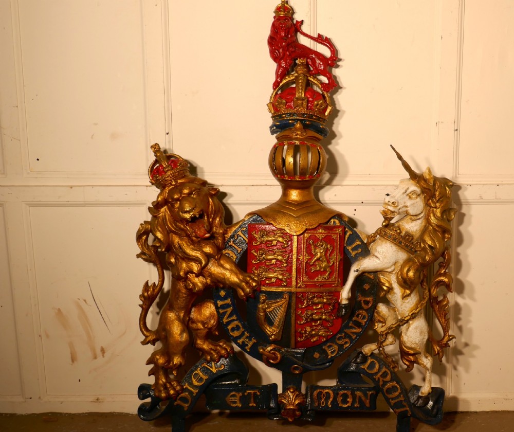 Very Large English Cast Iron Royal Coat of Arms Shield