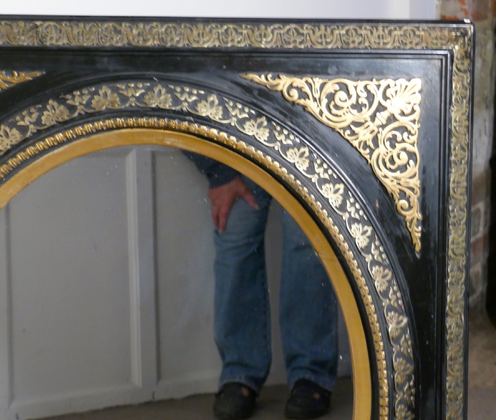 Stunning French Empire Gilt and Lacquer Wall Mirror View VI