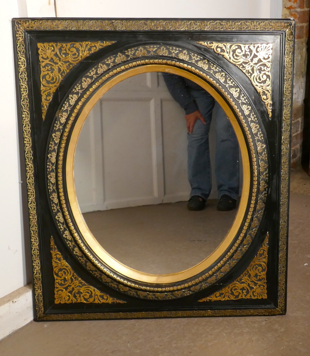Stunning French Empire Gilt and Lacquer Wall Mirror View VII