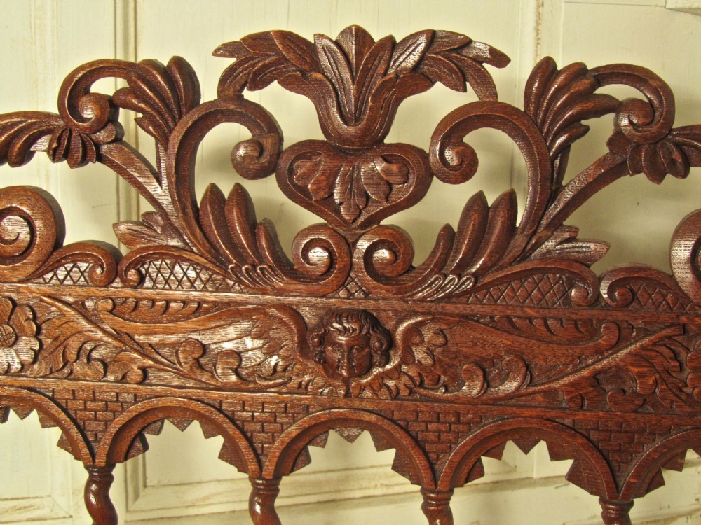 French 19th Century Carved Oak Arm Chair, Throne or Hall Chair View II