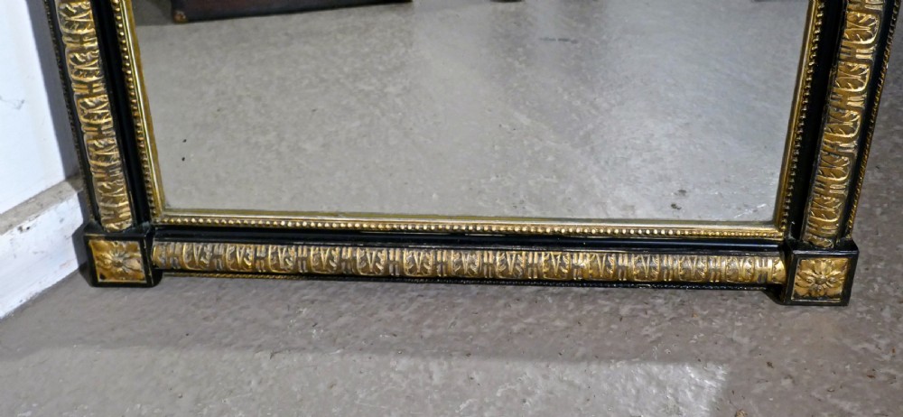 Large French Napoleon III Ebonised and Gilt Wall Mirror, Torch and Quiver Crest  View II