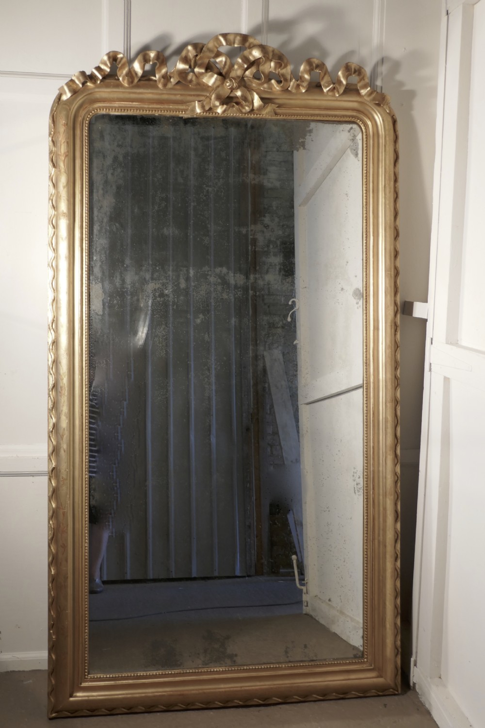 7ft Tall French 19th Century Decorated Louis Philippe Wall Mirror View X