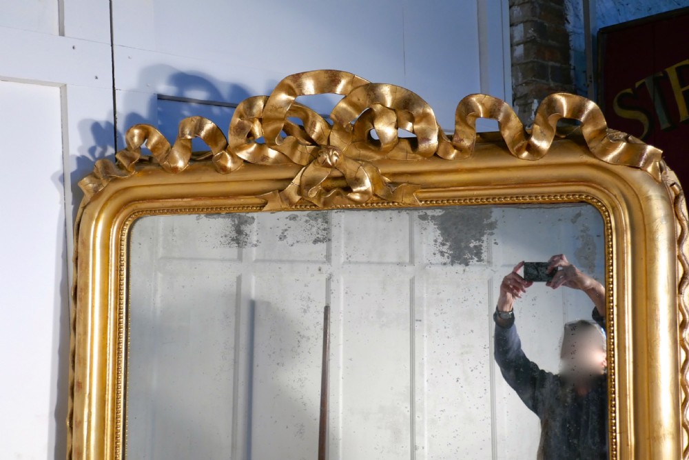 7ft Tall French 19th Century Decorated Louis Philippe Wall Mirror View IV