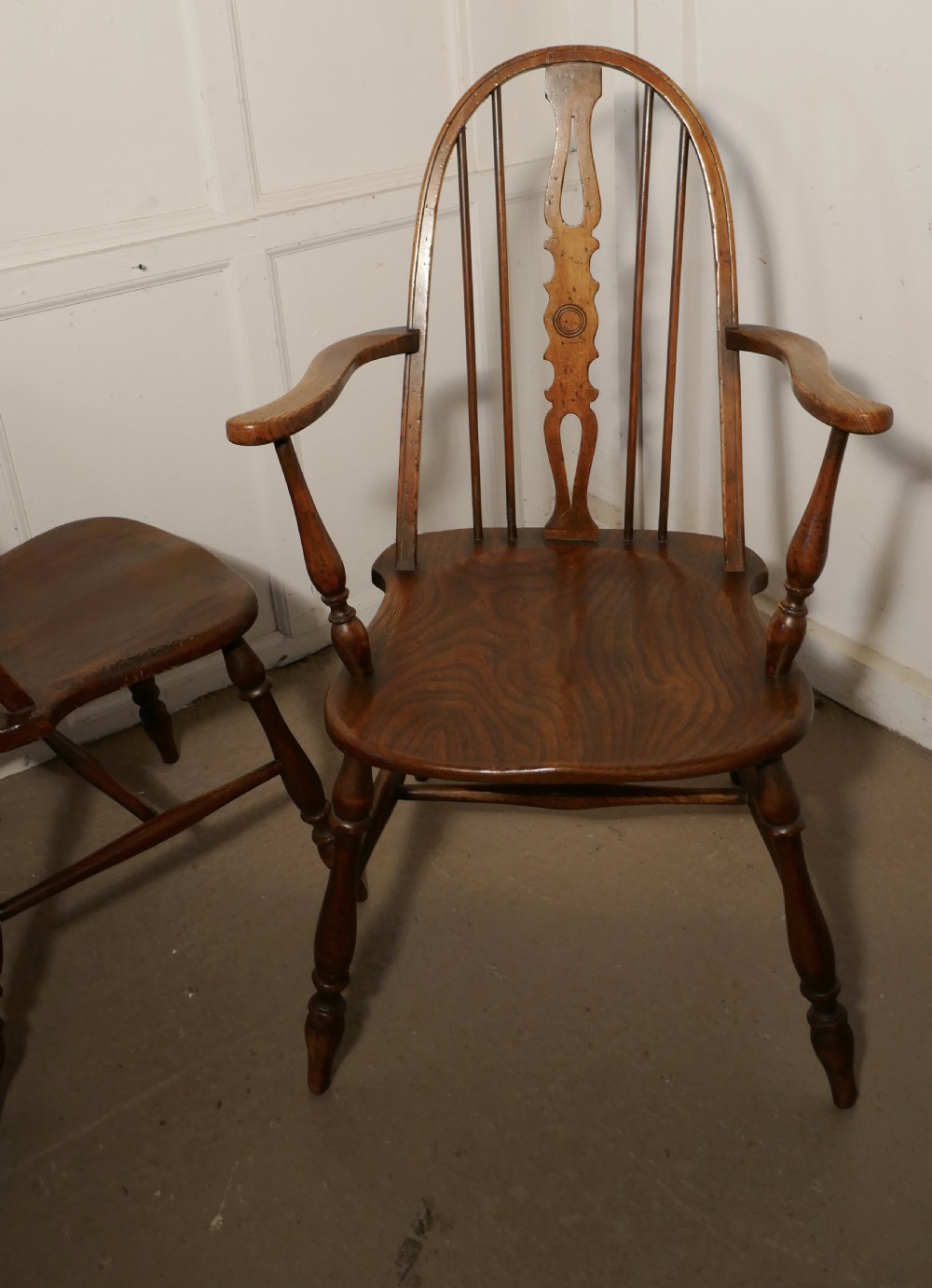 Set of 6 Beech & Elm Arts and Crafts High Back English Windsor Chairs,  View III