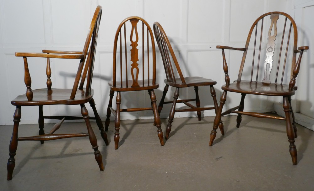 Set of 6 Beech & Elm Arts and Crafts High Back English Windsor Chairs,  View IV