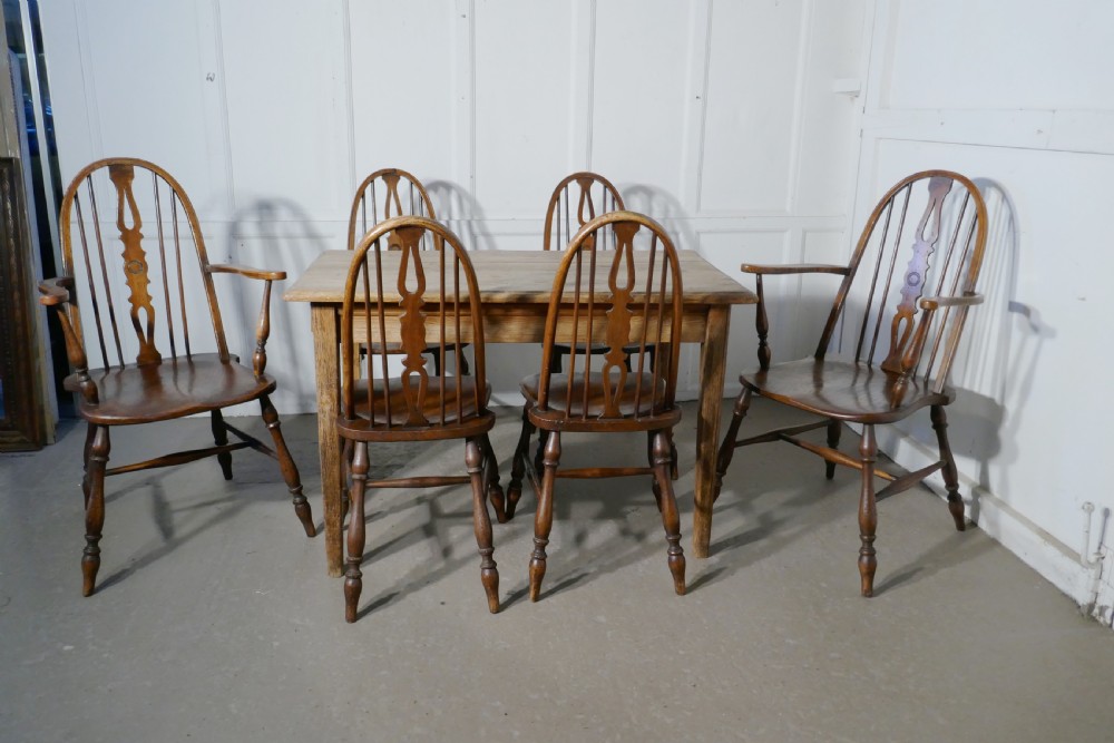 Set of 6 Beech & Elm Arts and Crafts High Back English Windsor Chairs,  View VII