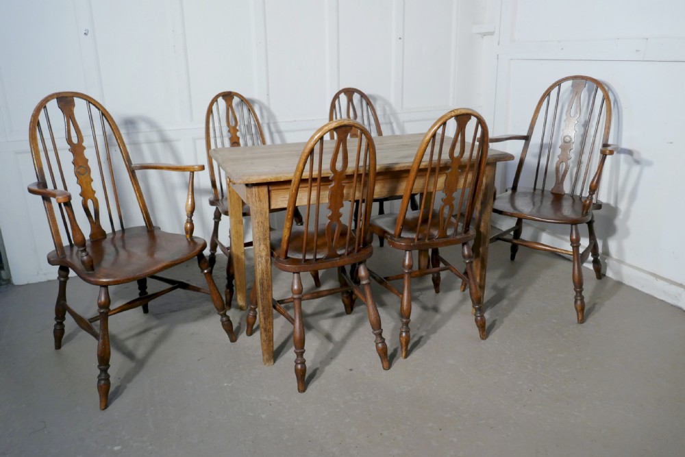 Set of 6 Beech & Elm Arts and Crafts High Back English Windsor Chairs,  View VIII