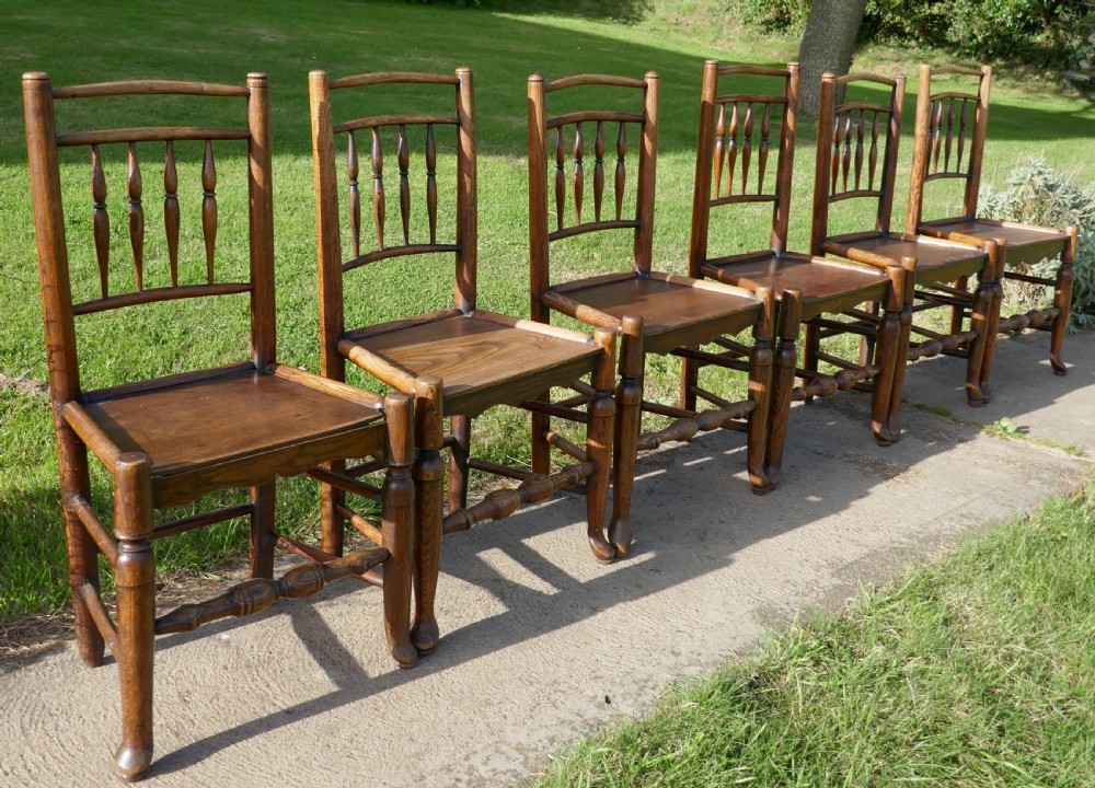 Set of 6 Early 19th Century Elm and Ash Country Chairs