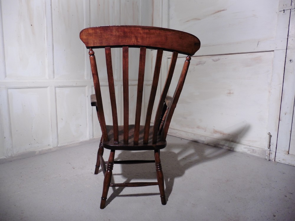 Victorian Beech and Elm Slat Back Carver Chair View V