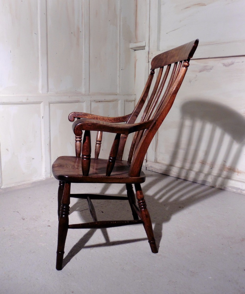 Victorian Beech and Elm Slat Back Carver Chair View VI