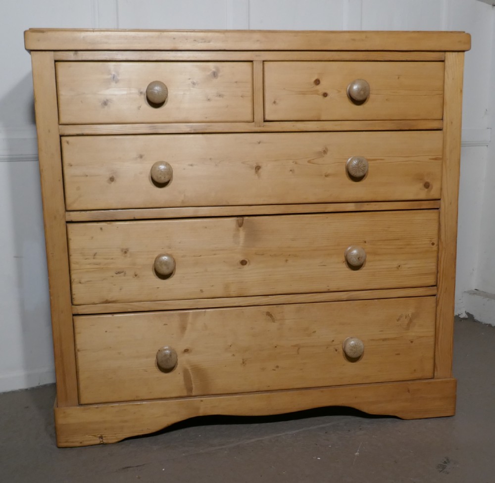 Large Victorian Stripped Pine Chest of Drawers 