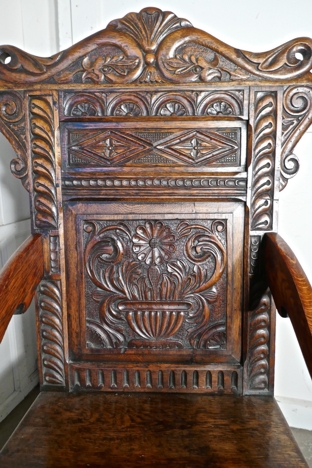 17th Century Carved Oak Wainscot Chair127 View VIII